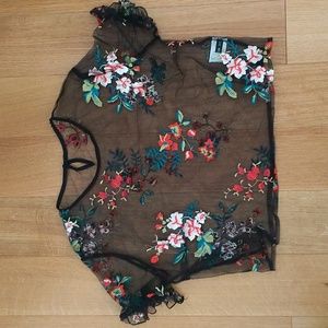 SheIn Floral Mesh Crop Top